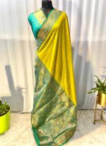 Pure Paithani Silk Lemon Yellow Wedding Wear Weaving Saree